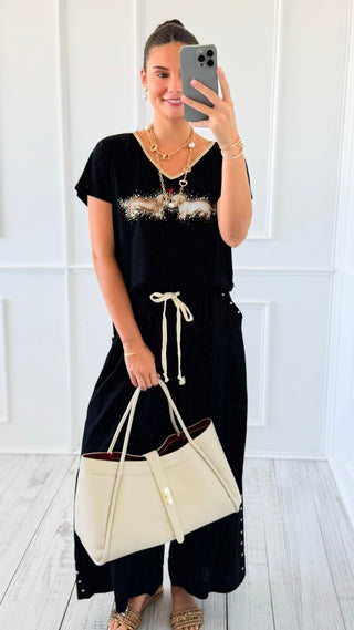 Puppy Love Embellished V-Neck Italian Top