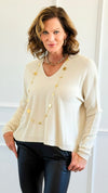 Pure Luxe V-Neck Italian Sweater- Oyster-140 Sweaters-Aute-Coastal Bloom Boutique, find the trendiest versions of the popular styles and looks Located in Indialantic, FL