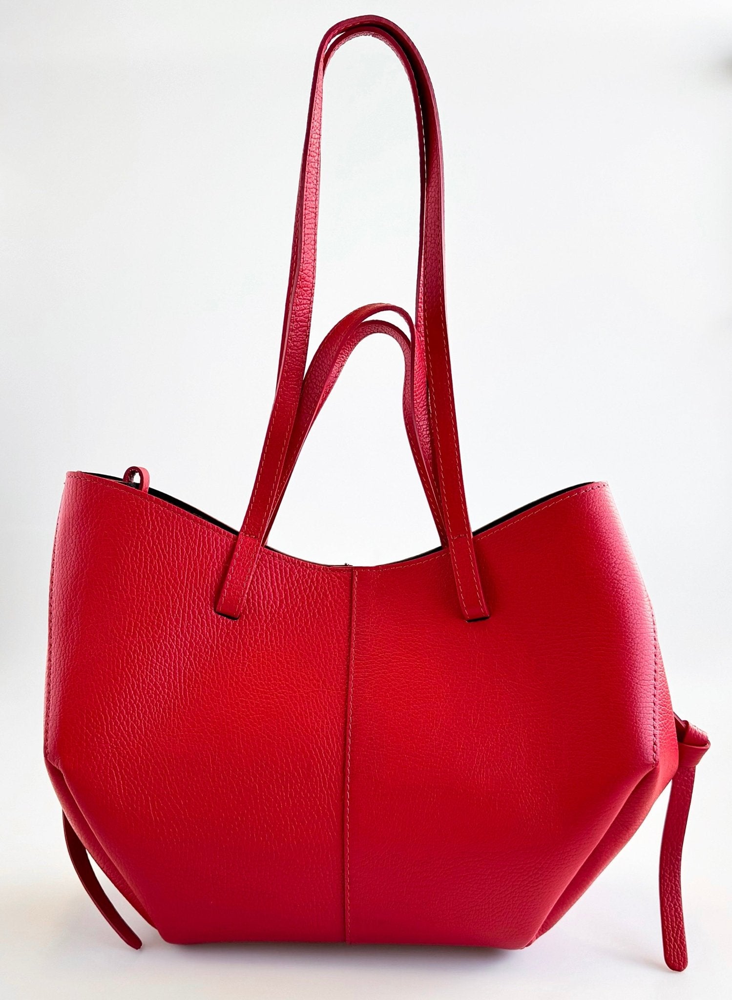 Pyramid Italian Tote- Red-240 Bags-DEDA LEATHER-Coastal Bloom Boutique, find the trendiest versions of the popular styles and looks Located in Indialantic, FL