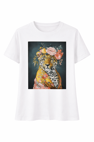 Queen Leopard Italian Mineral Wash Tee - White