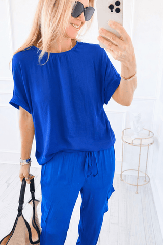 Quiet Confidence Blouse Top - Capri Blue