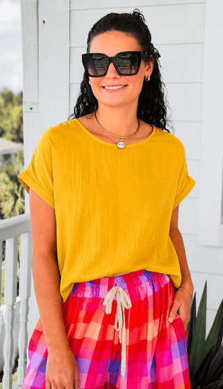 Quiet Confidence Blouse Top- Sunflower