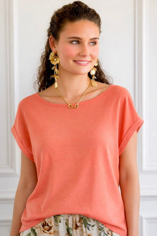 Margo Quiet Motion Scuba Cap Sleeve - Tangerine