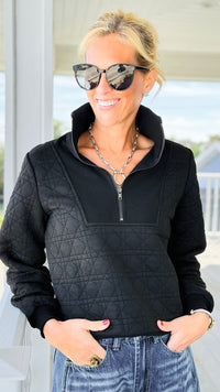 Quilted Cloud Whisper Half Zip Top-130 Long Sleeve Tops-LovLov-Coastal Bloom Boutique, find the trendiest versions of the popular styles and looks Located in Indialantic, FL