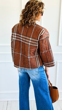Quilted Corduroy Italian Jacket-Brown-160 Jackets-SIERRA S.R.L./Senorita C-Coastal Bloom Boutique, find the trendiest versions of the popular styles and looks Located in Indialantic, FL