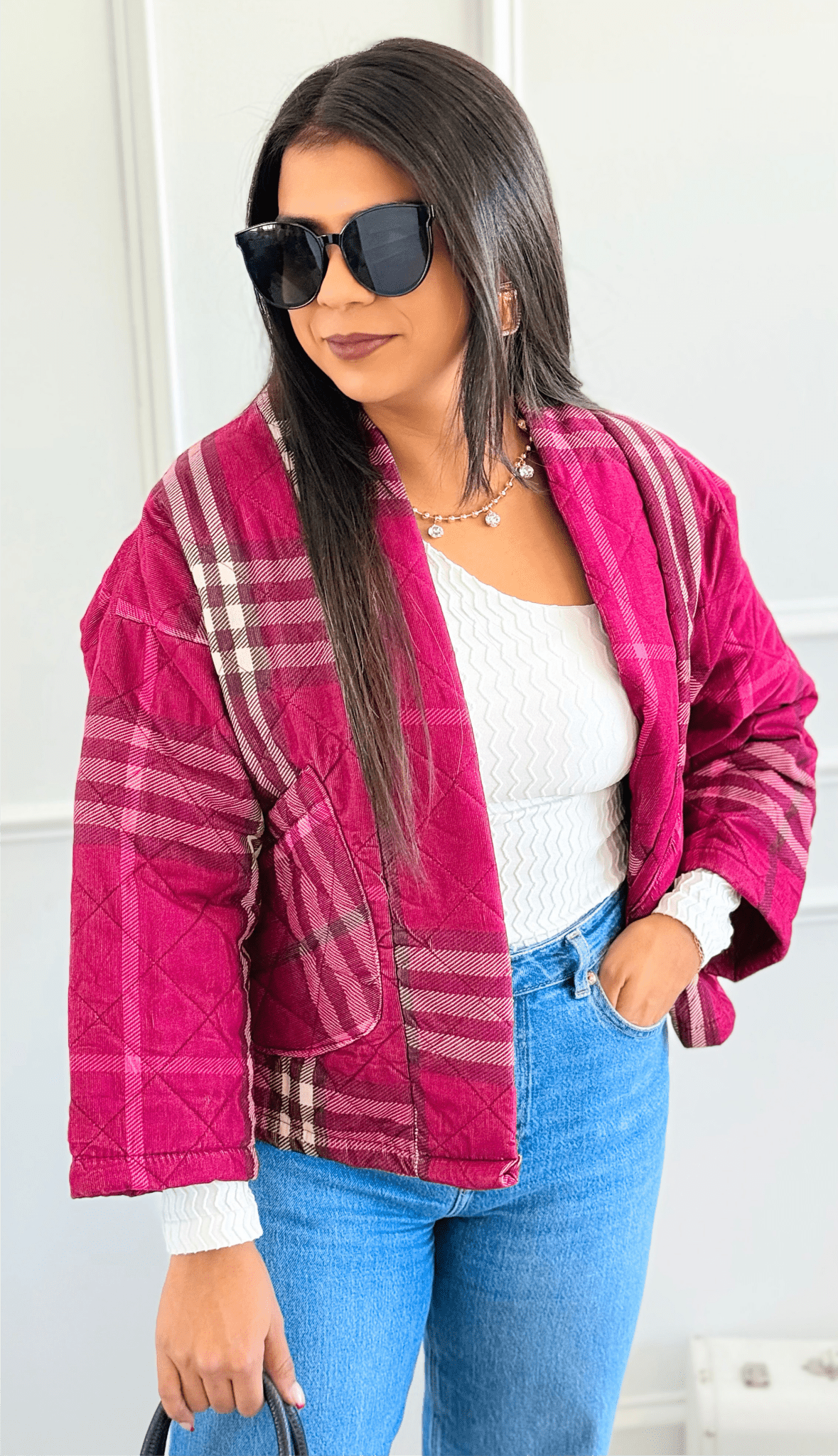 Quilted Corduroy Italian Jacket-Violet-160 Jackets-SIERRA S.R.L./Senorita C-Coastal Bloom Boutique, find the trendiest versions of the popular styles and looks Located in Indialantic, FL