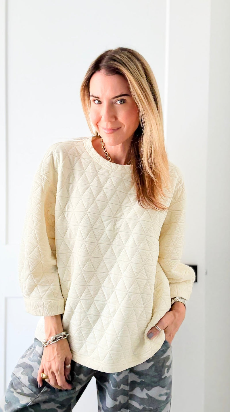 Quilted Ease Top-130 Long Sleeve Tops-JODIFL-Coastal Bloom Boutique, find the trendiest versions of the popular styles and looks Located in Indialantic, FL