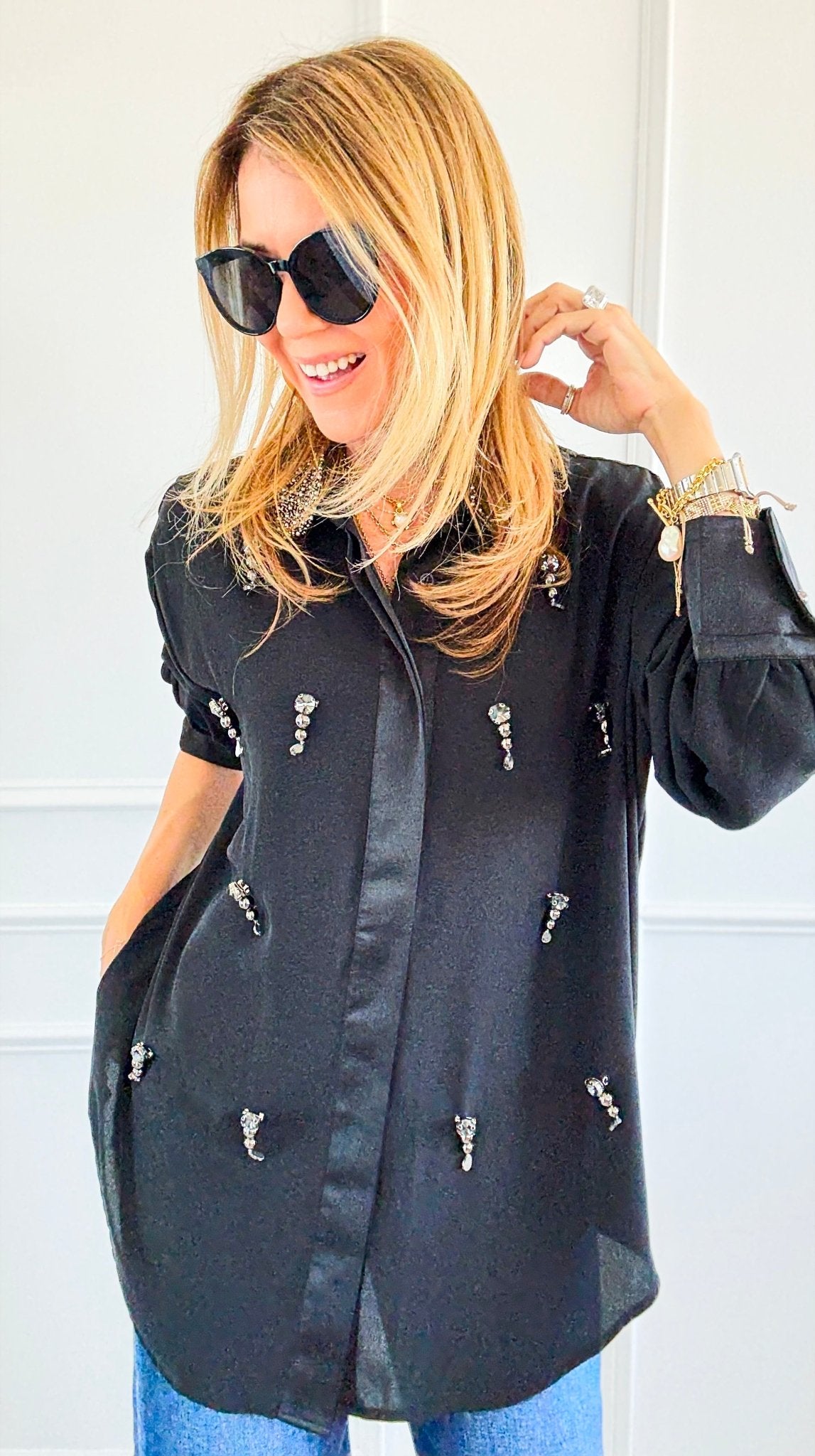 Radiance Charm Statement Blouse-110 Long Sleeve Tops-Mitica & Co-Coastal Bloom Boutique, find the trendiest versions of the popular styles and looks Located in Indialantic, FL