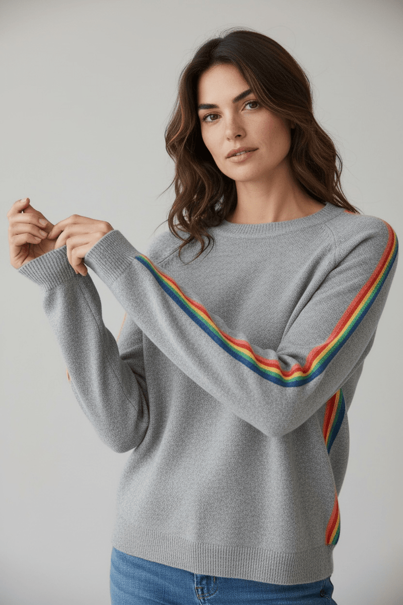 Rainbow Drift Knit Sweater-140 Sweaters-JODIFL-Coastal Bloom Boutique, find the trendiest versions of the popular styles and looks Located in Indialantic, FL