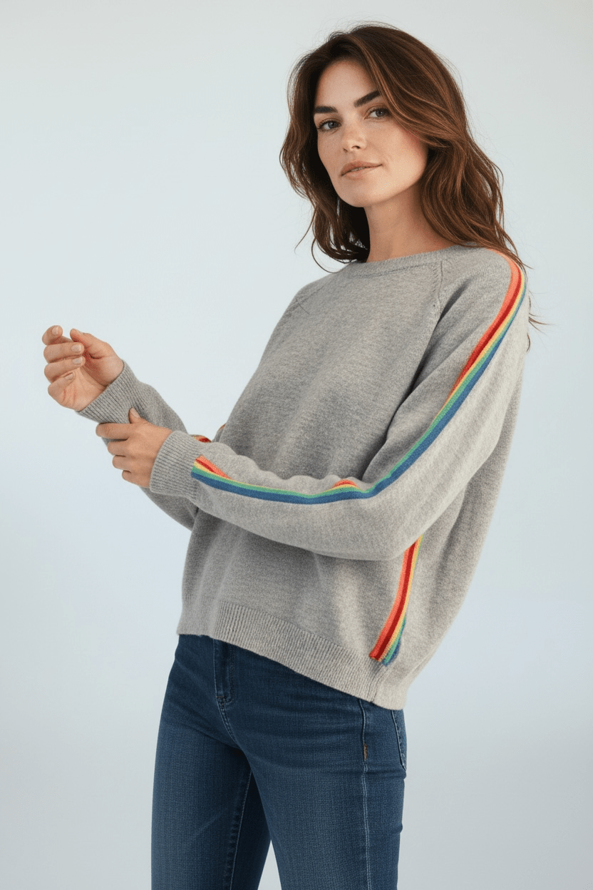 Rainbow Drift Knit Sweater-140 Sweaters-JODIFL-Coastal Bloom Boutique, find the trendiest versions of the popular styles and looks Located in Indialantic, FL