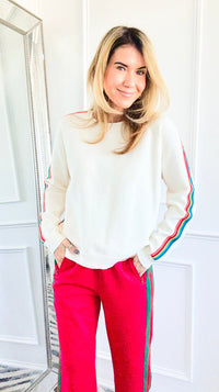 Rainbow Pop Knit Sweater - Cream-140 Sweaters-JODIFL-Coastal Bloom Boutique, find the trendiest versions of the popular styles and looks Located in Indialantic, FL