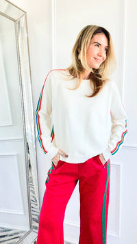 Rainbow Pop Knit Sweater - Cream-140 Sweaters-JODIFL-Coastal Bloom Boutique, find the trendiest versions of the popular styles and looks Located in Indialantic, FL