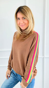 Rainbow Runway Sweater - Mocha-140 Sweaters-V SKY-Coastal Bloom Boutique, find the trendiest versions of the popular styles and looks Located in Indialantic, FL