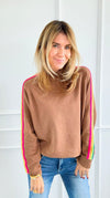 Rainbow Runway Sweater - Mocha-140 Sweaters-V SKY-Coastal Bloom Boutique, find the trendiest versions of the popular styles and looks Located in Indialantic, FL