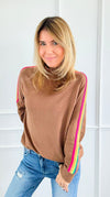Rainbow Runway Sweater - Mocha-140 Sweaters-V SKY-Coastal Bloom Boutique, find the trendiest versions of the popular styles and looks Located in Indialantic, FL