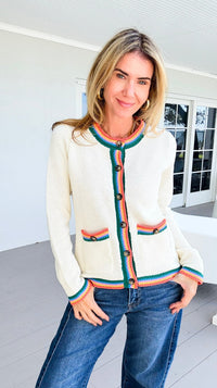 Rainbow Whisper Trim Knit Cardigan