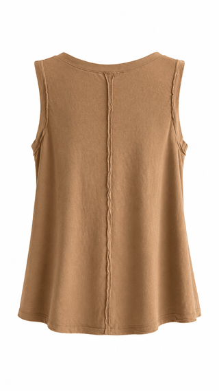 Raw Edge Tank Top - Mocha