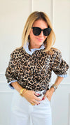 Rebel Ruffled Leopard & Stripe Italian Shirt-110 Long Sleeve Tops-TATTOO Z-Coastal Bloom Boutique, find the trendiest versions of the popular styles and looks Located in Indialantic, FL
