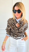 Rebel Ruffled Leopard & Stripe Italian Shirt-110 Long Sleeve Tops-TATTOO Z-Coastal Bloom Boutique, find the trendiest versions of the popular styles and looks Located in Indialantic, FL