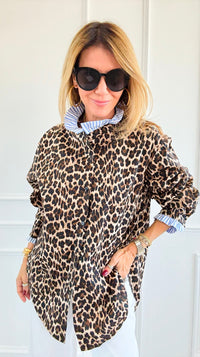 Rebel Ruffled Leopard & Stripe Italian Shirt-110 Long Sleeve Tops-TATTOO Z-Coastal Bloom Boutique, find the trendiest versions of the popular styles and looks Located in Indialantic, FL