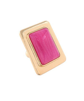 Rectangular Resin Statement Stretch Ring- Fuchsia