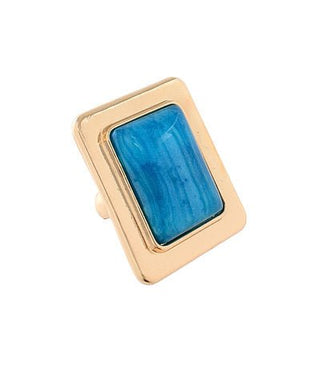 Rectangular Resin Statement Stretch Ring- Teal