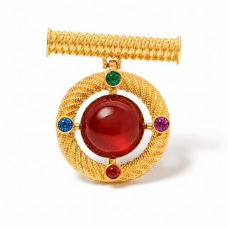 Red Medallion Statement Brooch