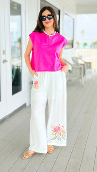 Refined Ease Ribbed V-Neck Sweater Tee - Pink