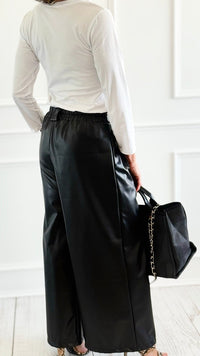 Refined Leather Flare- Leg Italian Pant-100 Pants-AZUL MONACO-Coastal Bloom Boutique, find the trendiest versions of the popular styles and looks Located in Indialantic, FL