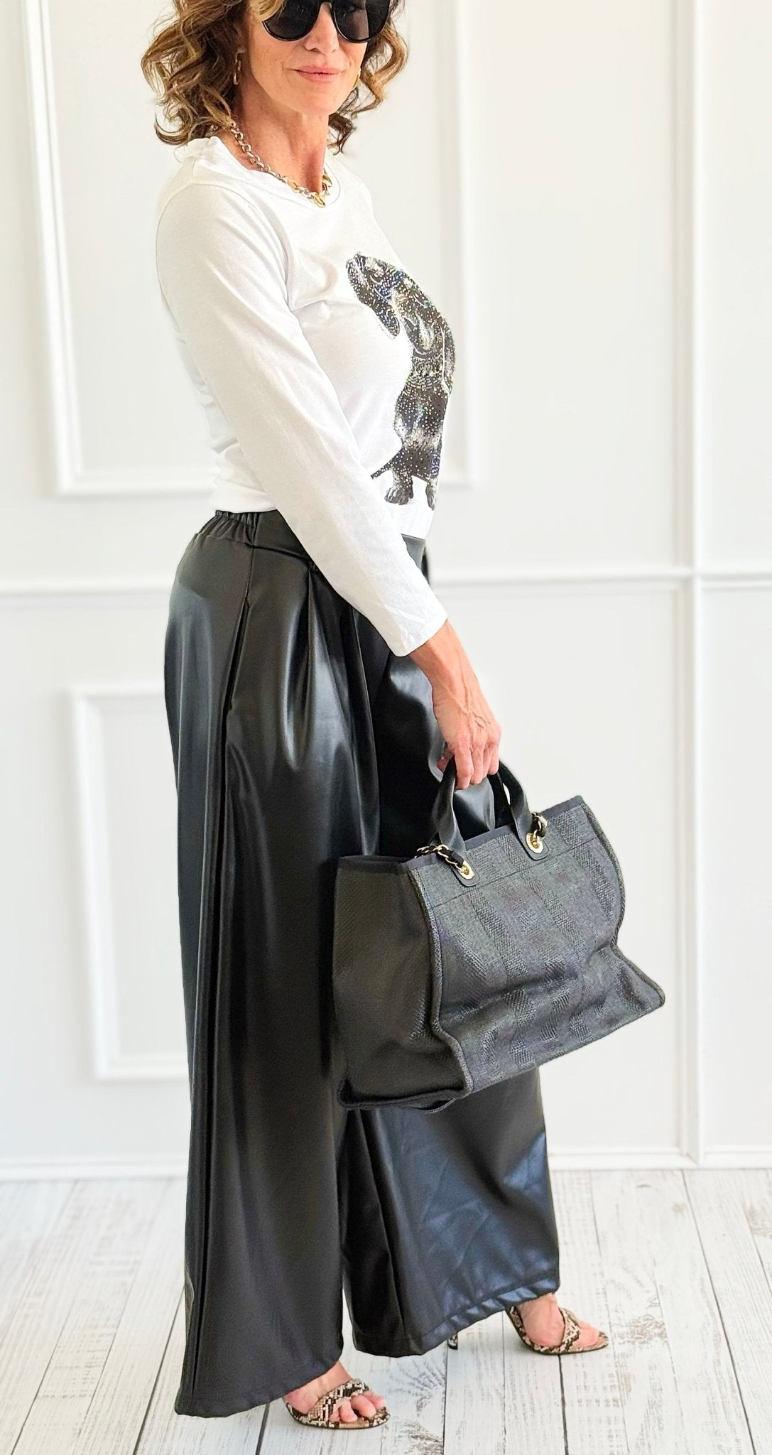 Refined Leather Flare- Leg Italian Pant-100 Pants-AZUL MONACO-Coastal Bloom Boutique, find the trendiest versions of the popular styles and looks Located in Indialantic, FL