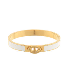 Refined Puff Link Enamel Bracelet - White/Gold