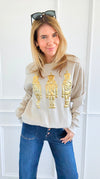 Regal Golden Nutcracker Sweatshirt-Sandstone-110 Long Sleeve Tops-SUGAR STITCH-Coastal Bloom Boutique, find the trendiest versions of the popular styles and looks Located in Indialantic, FL