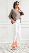 Relax & Go Italian Barrel Pant- White-100 Pants-VANESSA-Coastal Bloom Boutique, find the trendiest versions of the popular styles and looks Located in Indialantic, FL