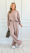 Relax Mode Long Sleeve Slub Knit Set -Cocoa-210 Loungewear/Sets-Zenana-Coastal Bloom Boutique, find the trendiest versions of the popular styles and looks Located in Indialantic, FL