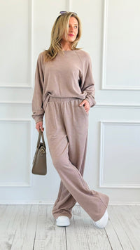 Relax Mode Long Sleeve Slub Knit Set -Cocoa-210 Loungewear/Sets-Zenana-Coastal Bloom Boutique, find the trendiest versions of the popular styles and looks Located in Indialantic, FL