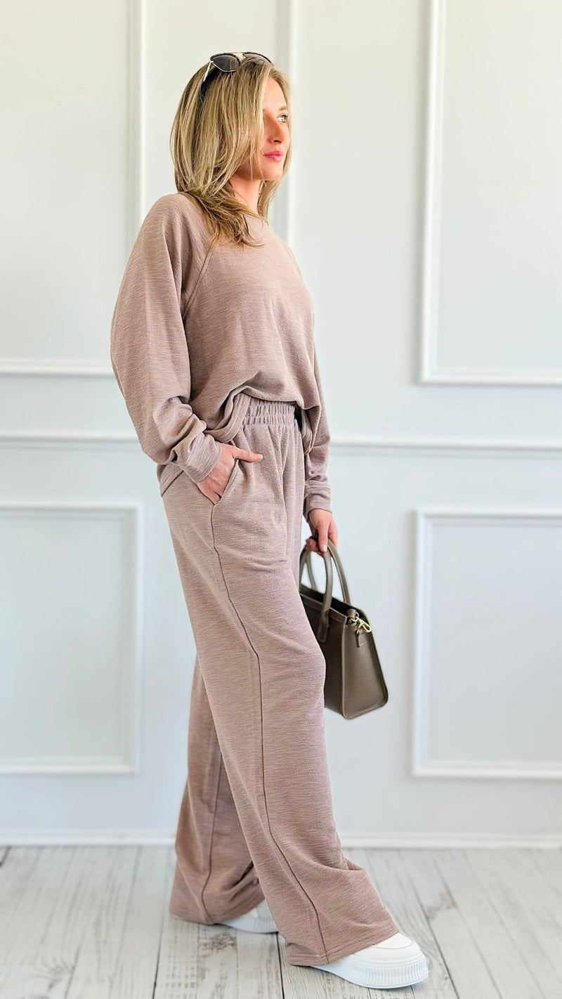 Relax Mode Long Sleeve Slub Knit Set -Cocoa-210 Loungewear/Sets-Zenana-Coastal Bloom Boutique, find the trendiest versions of the popular styles and looks Located in Indialantic, FL
