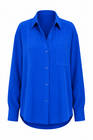 Relaxed Button Front Top -  Royal Blue