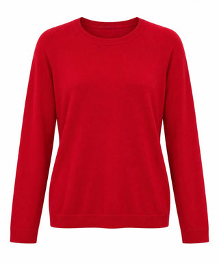 Relaxed Crew Neck Lightweight Sweater - Ruby
