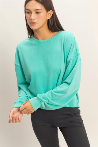 Relaxed Cropped Crewneck Pullover