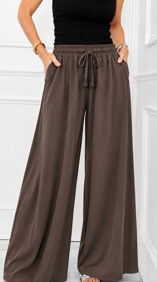 Relaxed Flare-Leg Italian Pant - Brown