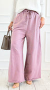 Relaxed Flare-Leg Italian Pant- Mauve-100 Pants-AZUL MONACO-Coastal Bloom Boutique, find the trendiest versions of the popular styles and looks Located in Indialantic, FL