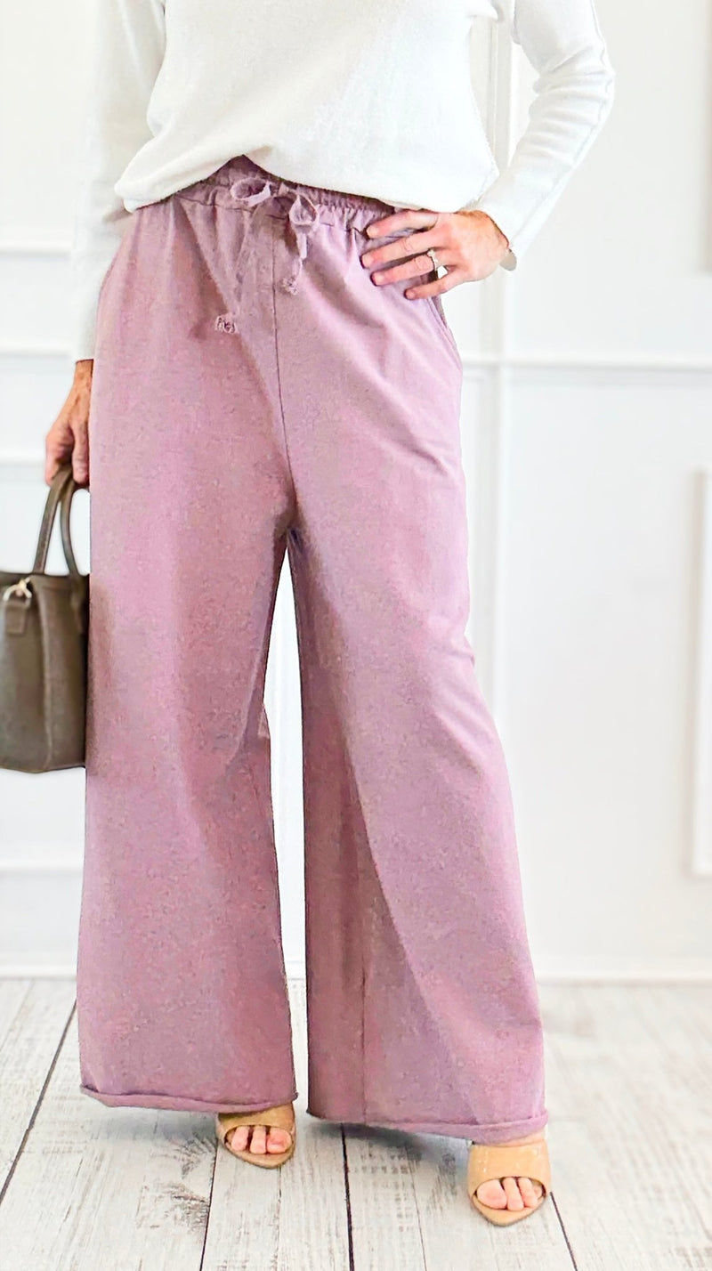 Relaxed Flare-Leg Italian Pant- Mauve-100 Pants-AZUL MONACO-Coastal Bloom Boutique, find the trendiest versions of the popular styles and looks Located in Indialantic, FL