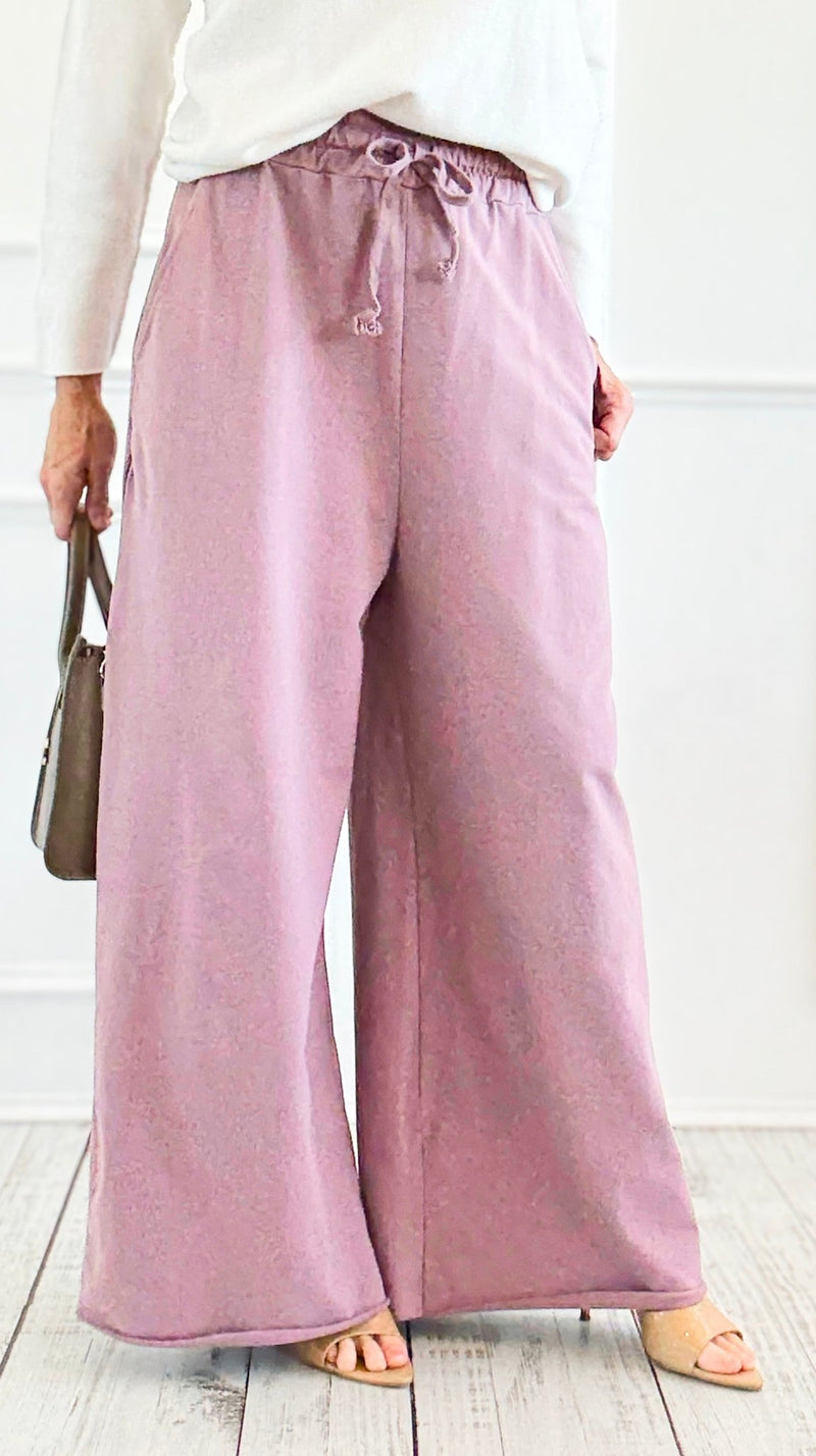 Relaxed Flare-Leg Italian Pant- Mauve-100 Pants-AZUL MONACO-Coastal Bloom Boutique, find the trendiest versions of the popular styles and looks Located in Indialantic, FL