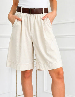 Relaxed & Refined Belted Italian Short- Ivory