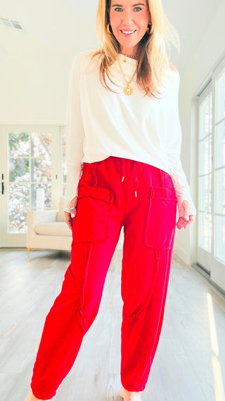 Relaxed Routine Italian Pant - Red