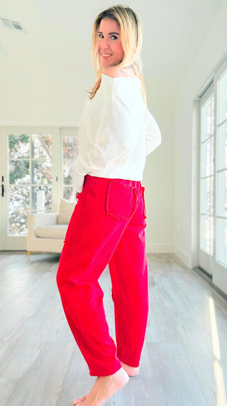 Relaxed Routine Italian Pant - Red