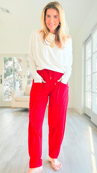Relaxed Routine Italian Pant - Red