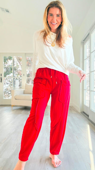 Relaxed Routine Italian Pant - Red