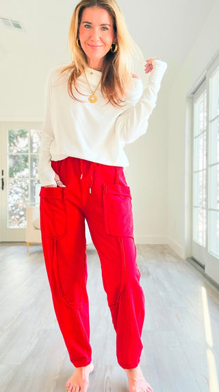 Relaxed Routine Italian Pant - Red