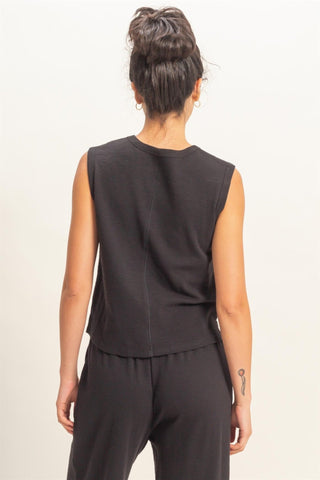 Relaxed Sleeveless Everyday Tank - Black